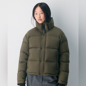 Aritzia TNA Sz XS THE Super Puff Shorty Olive Green Down Feather Coat